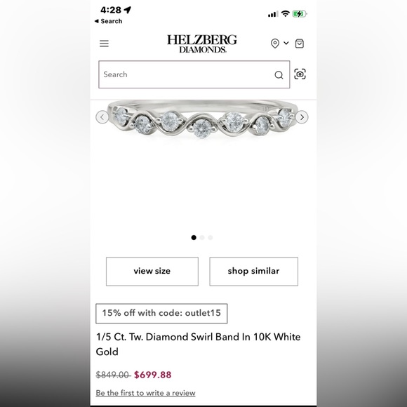 10k Diamond swirl band genuine earth mined Diamond ring modern design - Picture 2 of 9